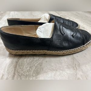 Authentic Chanel Lambskin Interlocking
CC Espadrilles Flats Black 39EU/8.5US